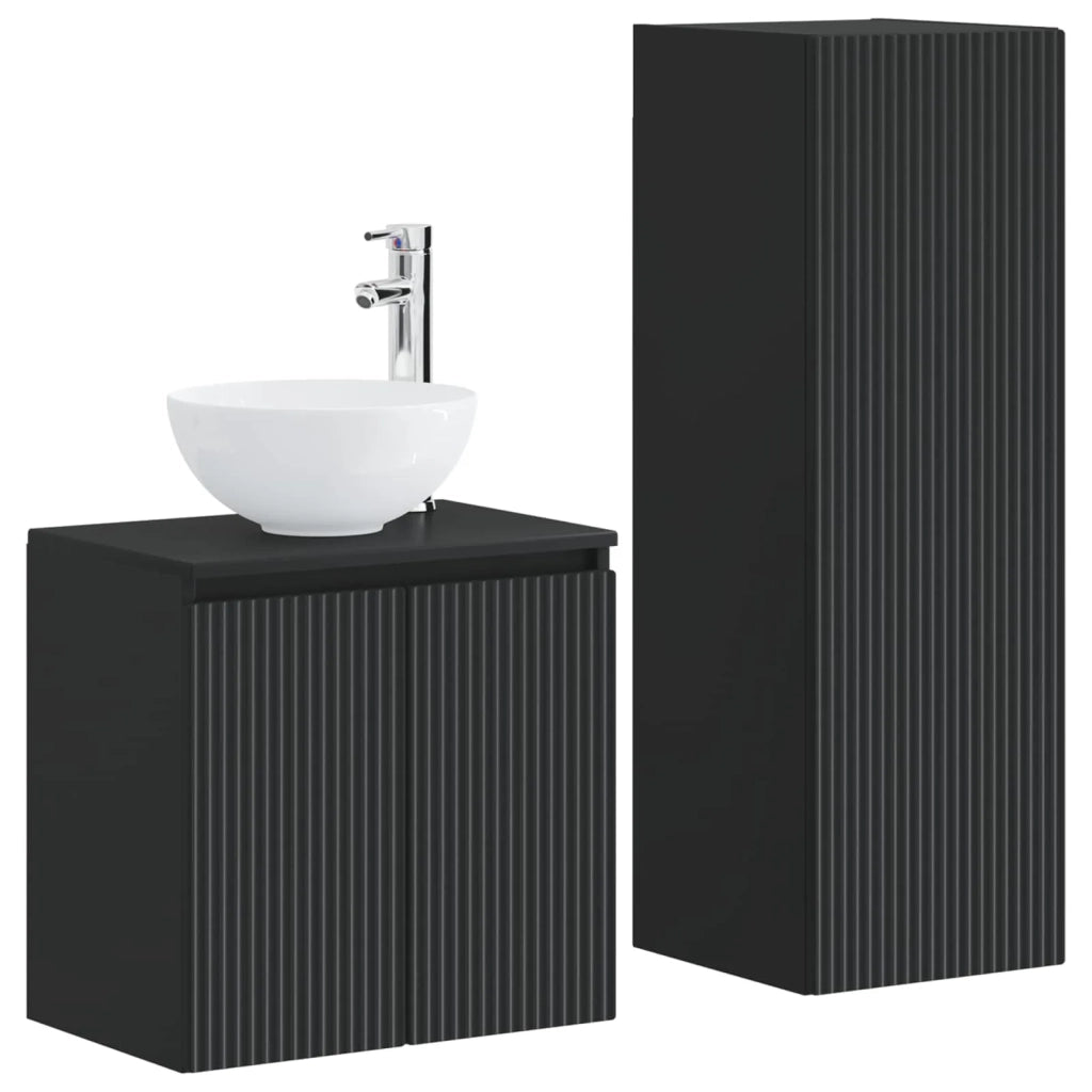 Set di mobili per il bagno 2 pz Nero 33 x 34,5 x 100 cm 3406114