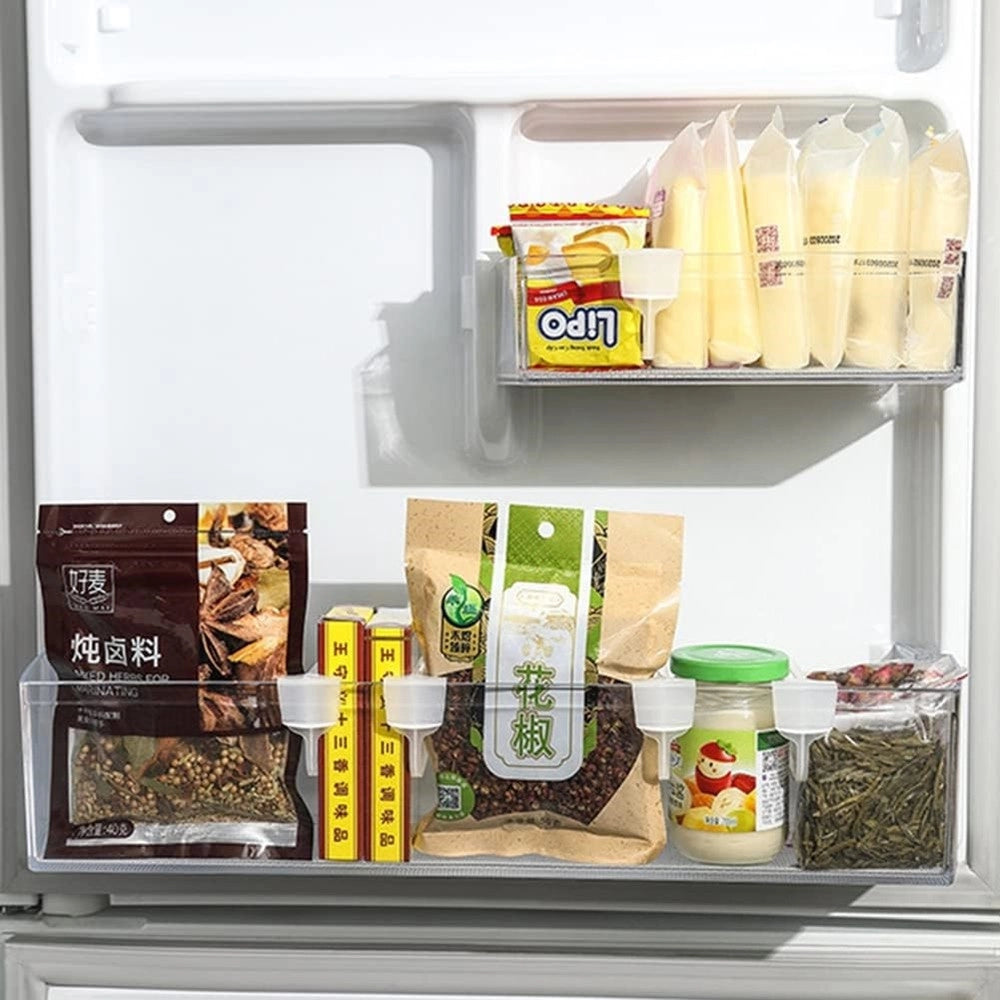 Trade Shop - Set 4 Pezzi Organizzatori Divisori Scomparti In Plastica Per Frigorifero Cucina -