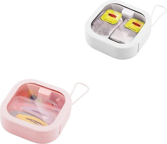 Scatola di Stoccaggio Portatile con Coperchio trasparente - Organizzatore per Fili da Capelli Oggetti Piccoli - Bobine di Capelli Auricolari Caramelle - 2 pezzi