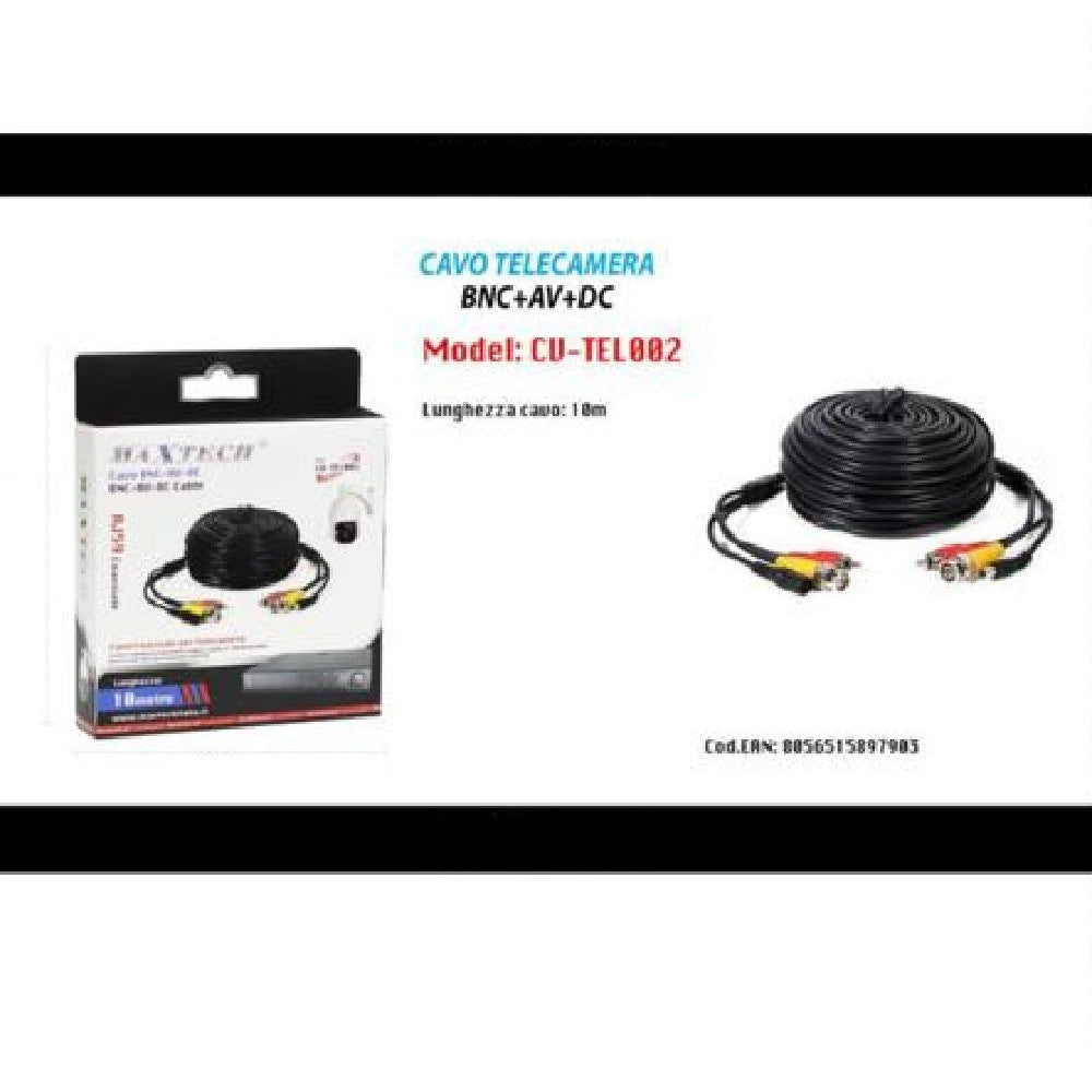 Trade Shop - Cavo Prolunga Telecamera Bnc Audio Video Videosorveglianza 10mt Cv-tel002 Maxtech -