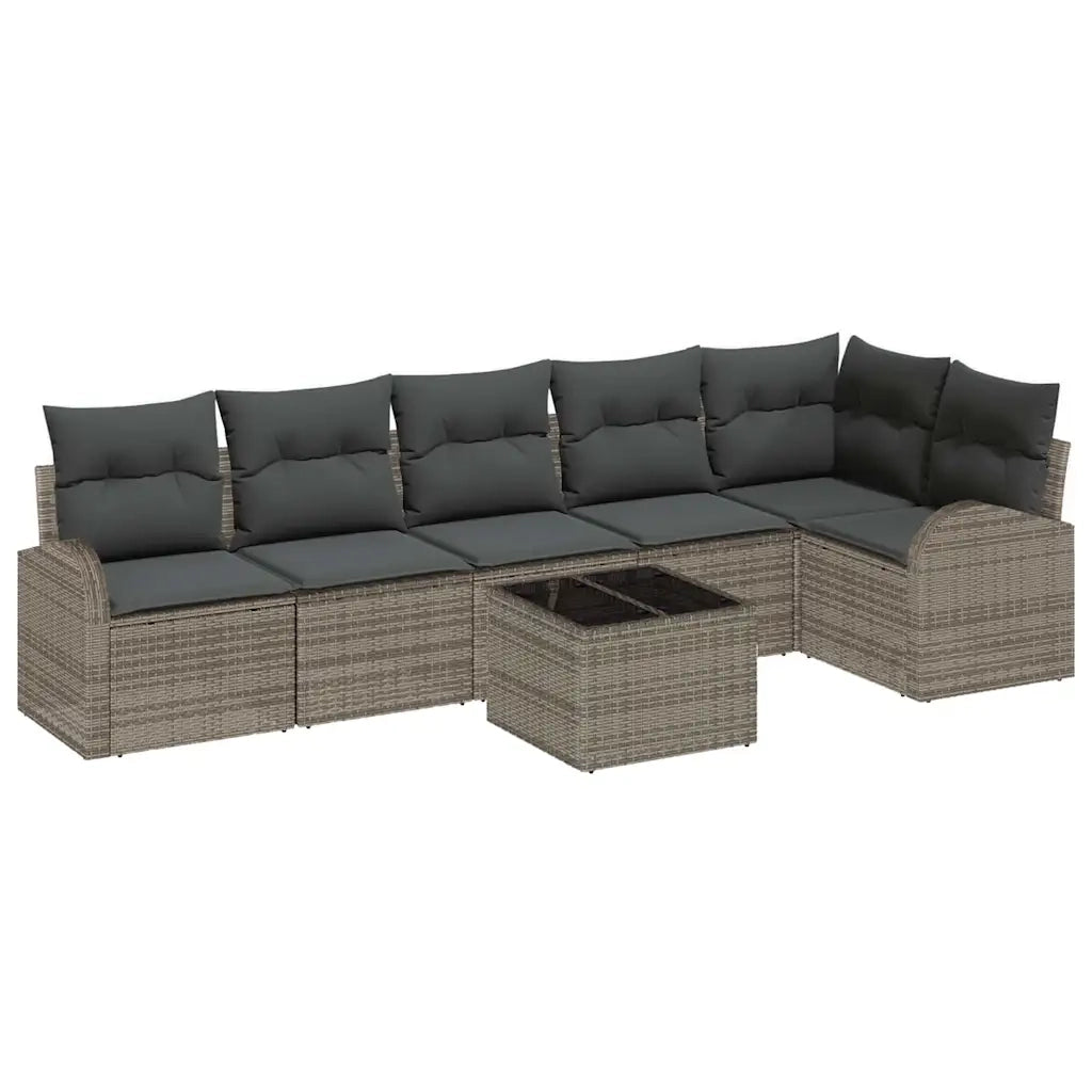 Set Divano da Giardino con cuscino 7 pcs Grigio polyrattan 3354738