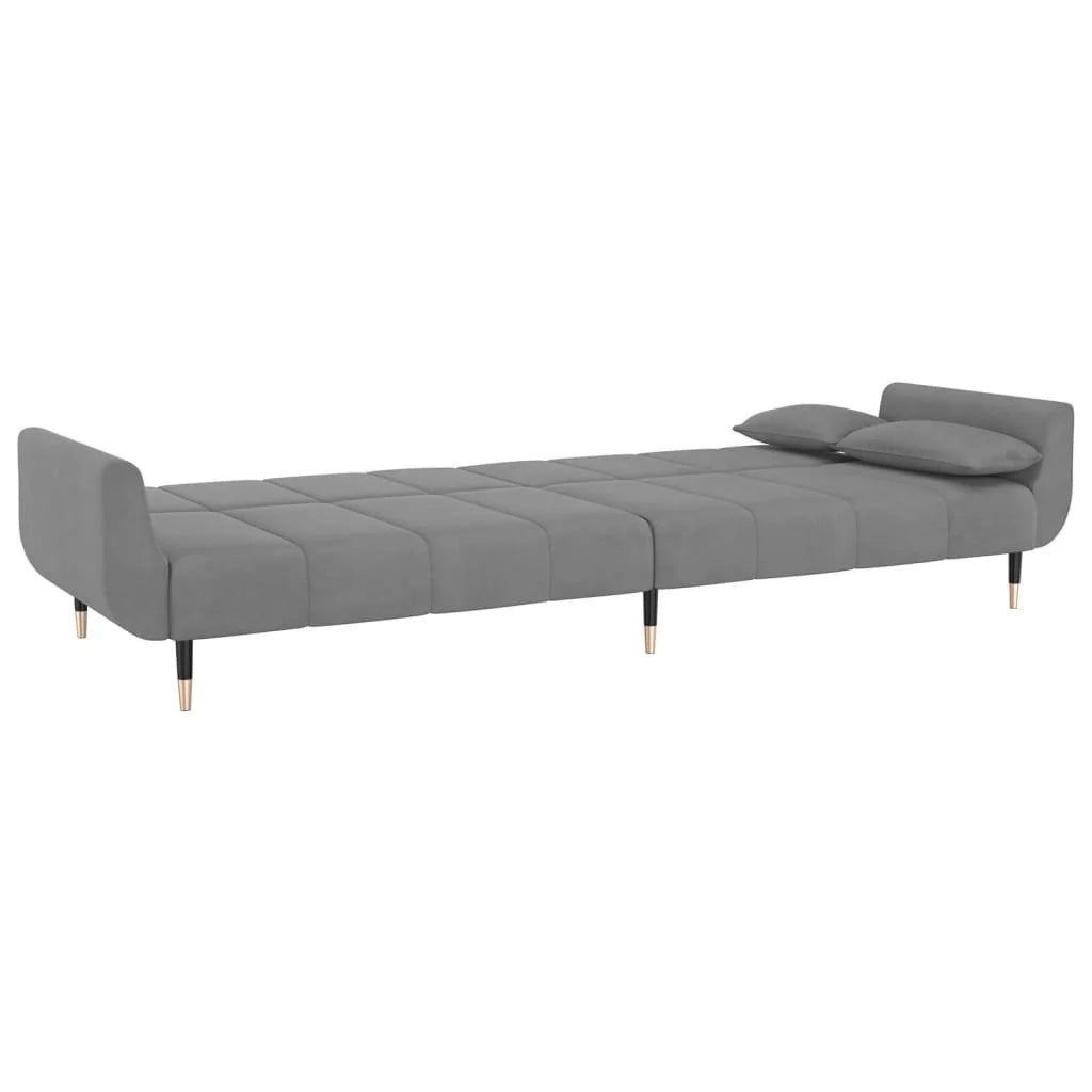 Divano letto 2 posti trasformabile soggiorno letto ospiti divano letto pieghevole per soggiorno interno casa posti a sedere con due cuscini velluto grigio chiaro 02_0020119
