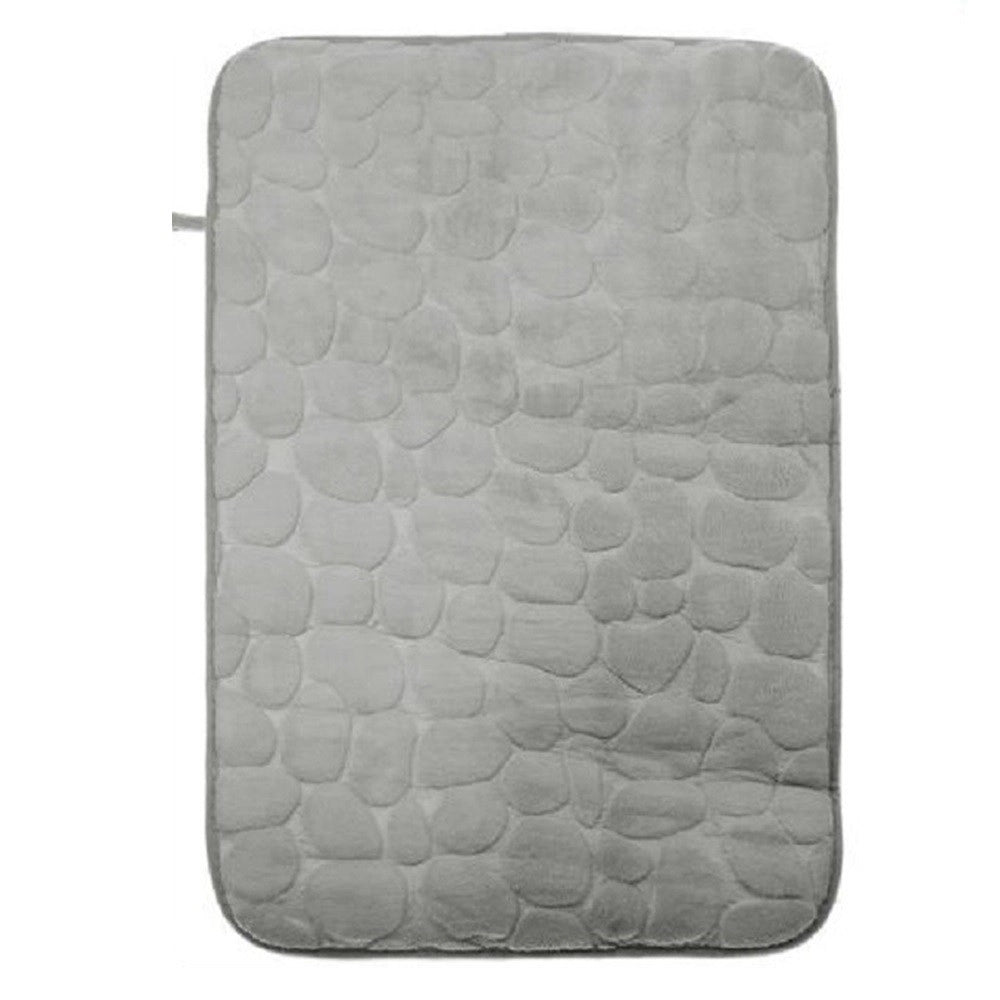 Trade Shop - Tappeto Tappetino In Tessuto Effetto Sassi Per Arredo Bagno 45x70cm 79932 Grigio -