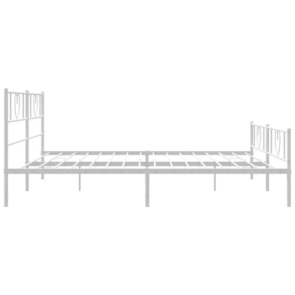 Giroletto con Testiera e Pediera Metallo Bianco 193x203 cm