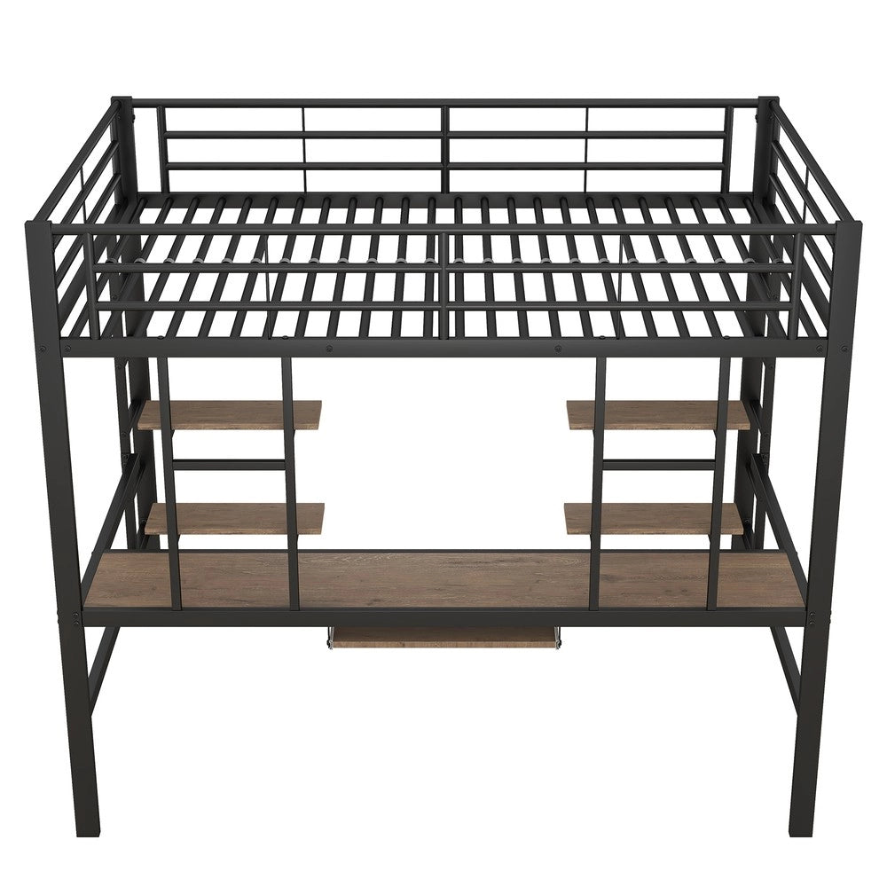 Letto a Soppalco con Scrivania e Scaffale ¨C Xylo ¨C Metallo Nero 140x200
