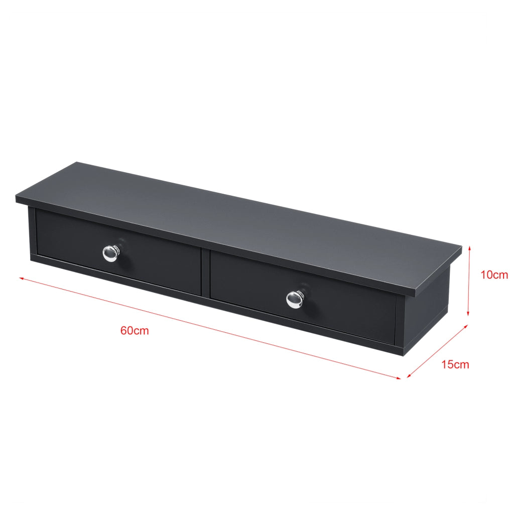 Mensola da Parete Geeste Comodino Sospeso con 2 Cassetti 60 x 15 x 10 cm - Grigio Scuro [en.casa]