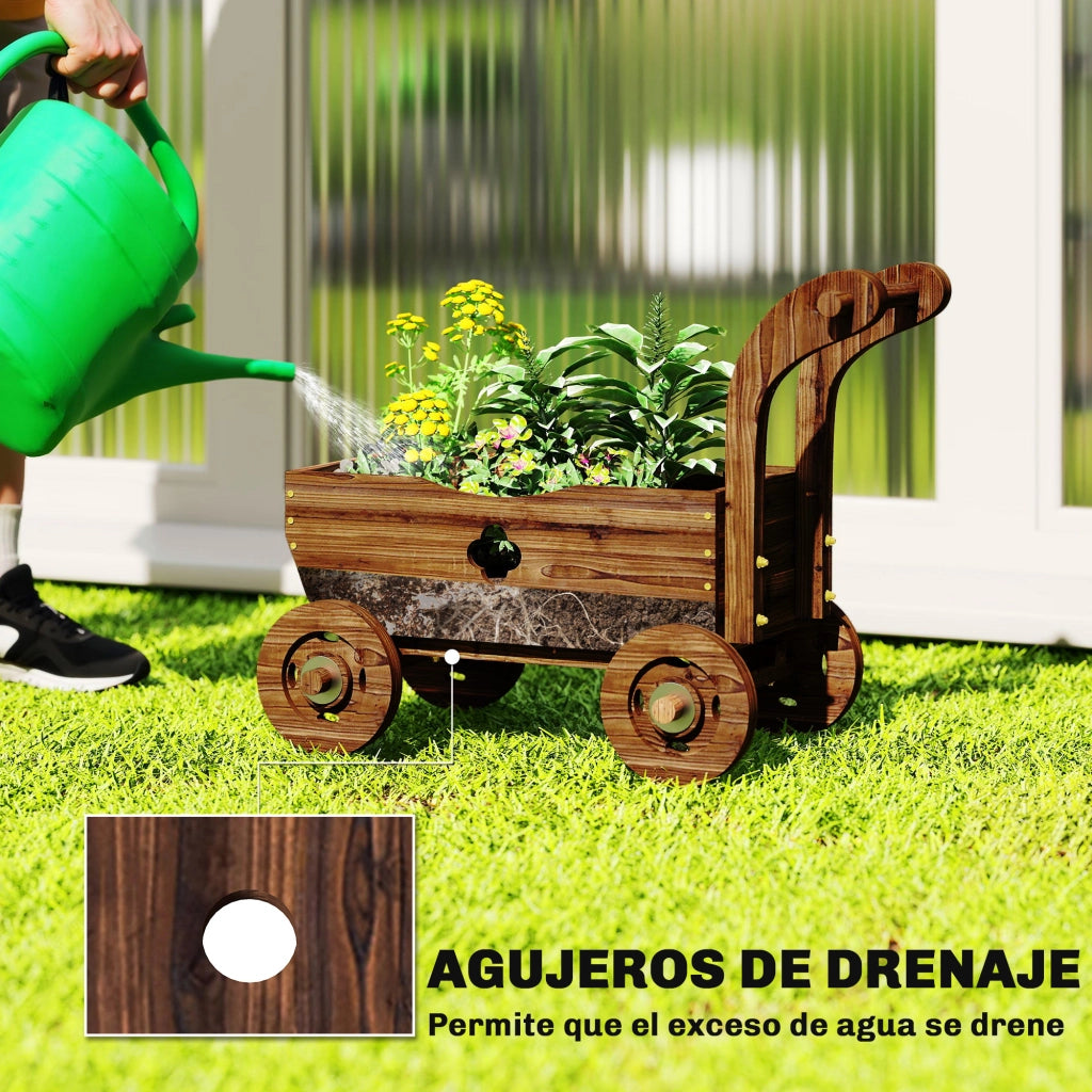 Fioriera Rialzata Giardino in Legno con Ruote ¨C zephmum ¨C 68x38x52 cm