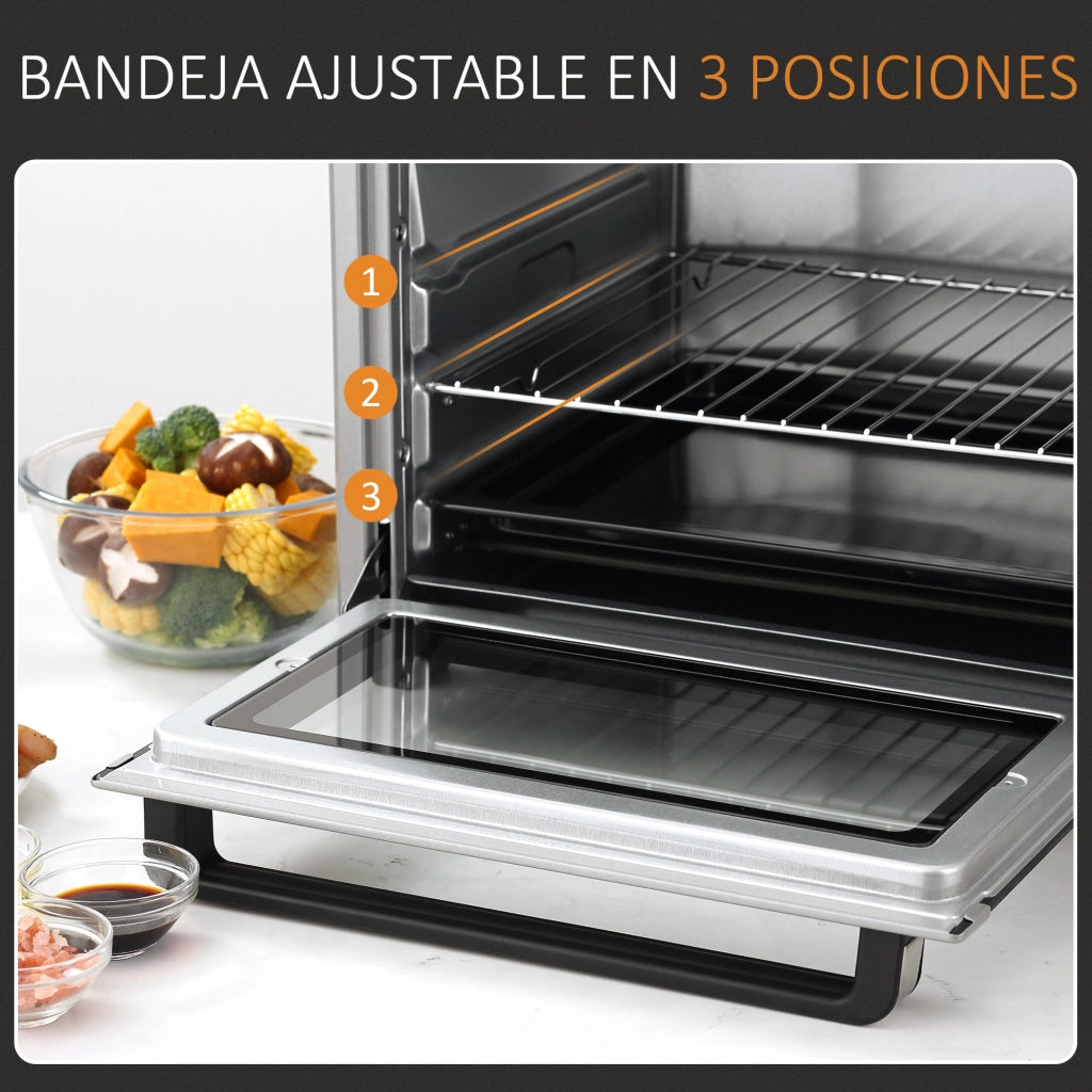 Forno Elettrico 32L 1600W con Timer e Controllo Temperatura ¨C zephmum ¨C 52,2x38,1x33,5 cm Argento