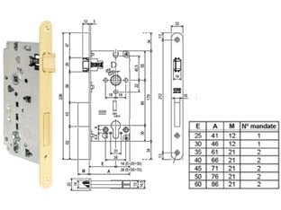 SERRATURA CON FORO CILINDRO SICUREZZA 2.0 BORDO TONDO OTTONATO LUCIDO- - mm.50 (B80851.50.03) - 1 pezzi AGB