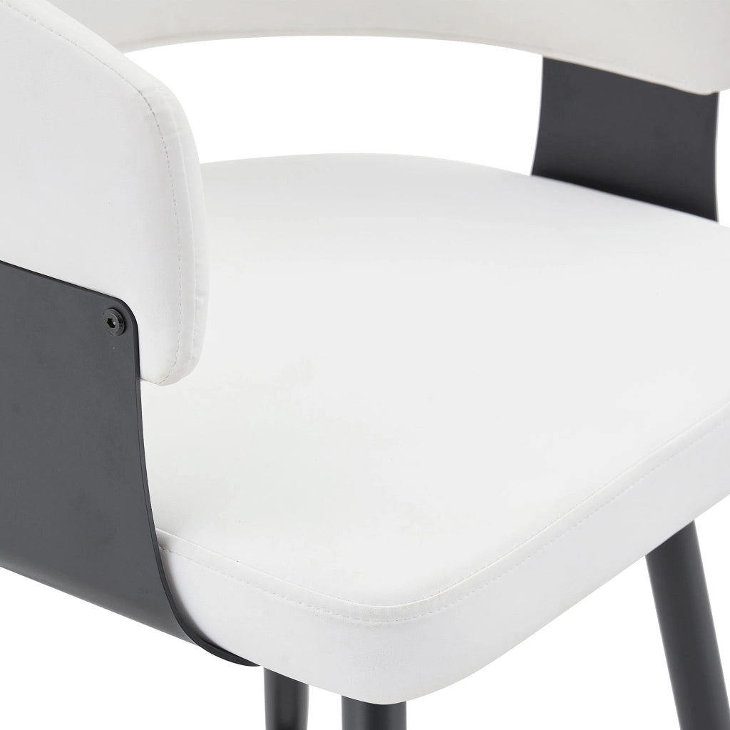 Sgabello da Bar Set da 2 con Schienale Curvo Poggiapiedi Design Ergonomico in PU Bianco