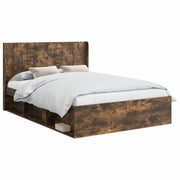 Letto matrimoniale | Letto per adulti | Struttura del letto con stoccaggio e testata Rovere Fumo