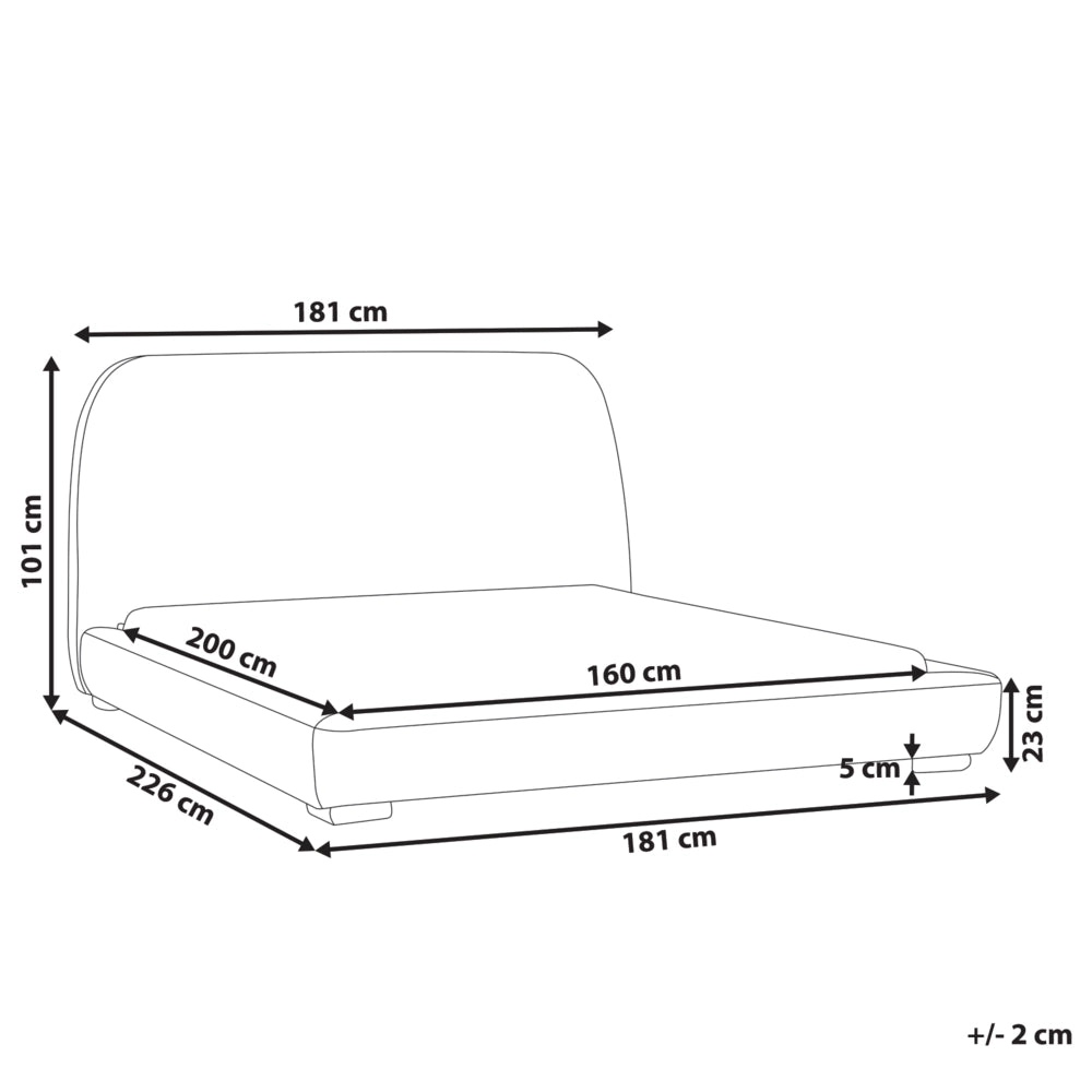 Letto ad acqua Beige Poliestere Boucle Tessuto Imbottito 160 x 200 cm EU King Size Design Classico Tradizionale