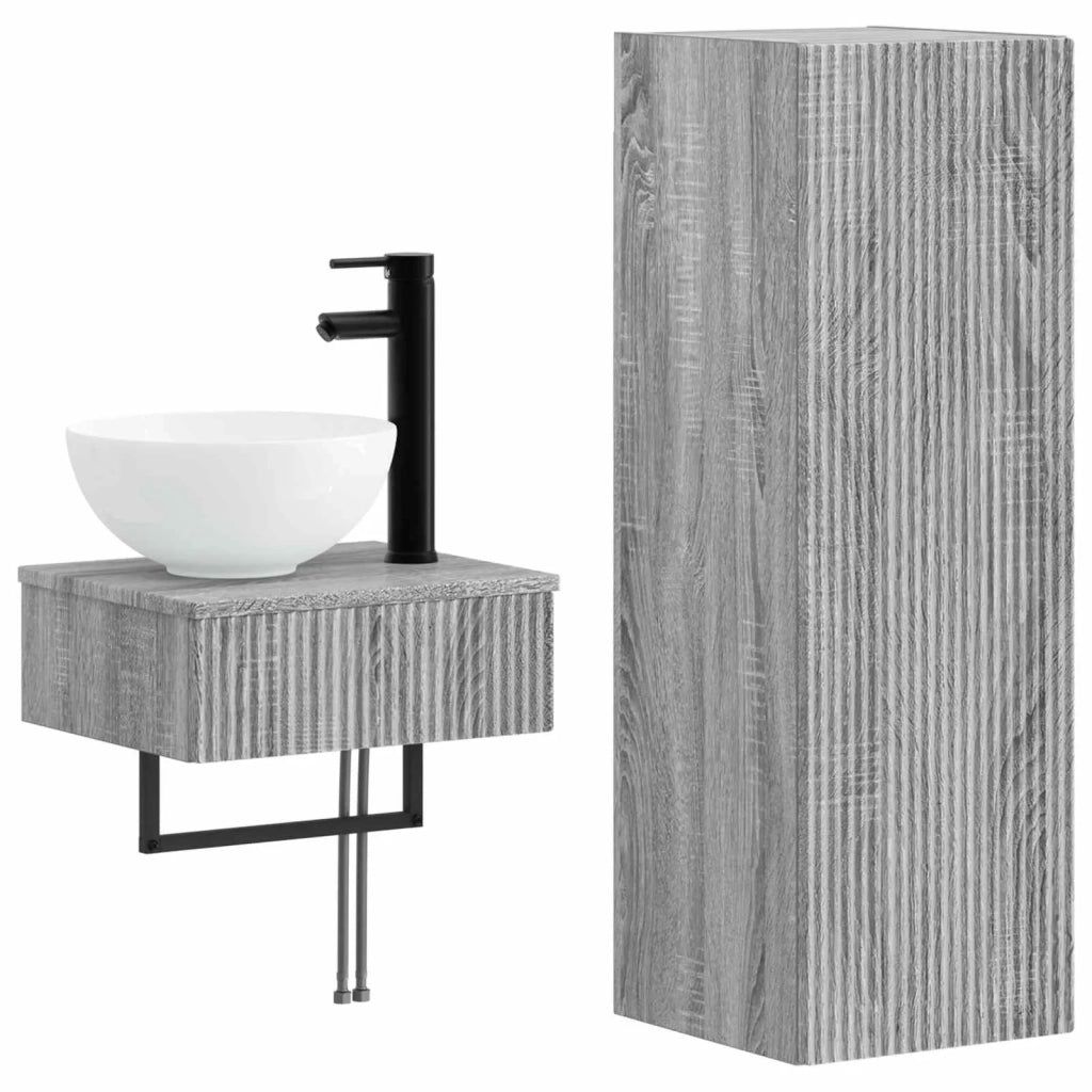 Set di mobili per il bagno 2 pz Sonoma grigio 3406099