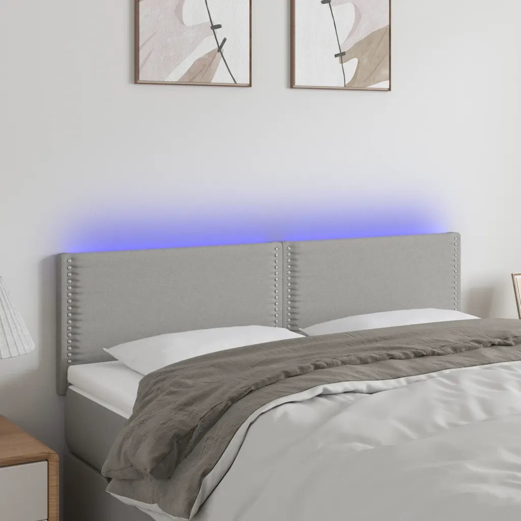 Testiera a LED-Testata con LED Grigio Chiaro 144x5x78/88 cm in Tessuto 376956