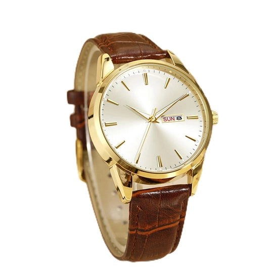 Orologio da Uomo con Cinturino in Pelle PU - Acqua Resistente 30M - Casing Metallico Minimalista - Visualizzazione Data - Adatto per Eventi Formali
