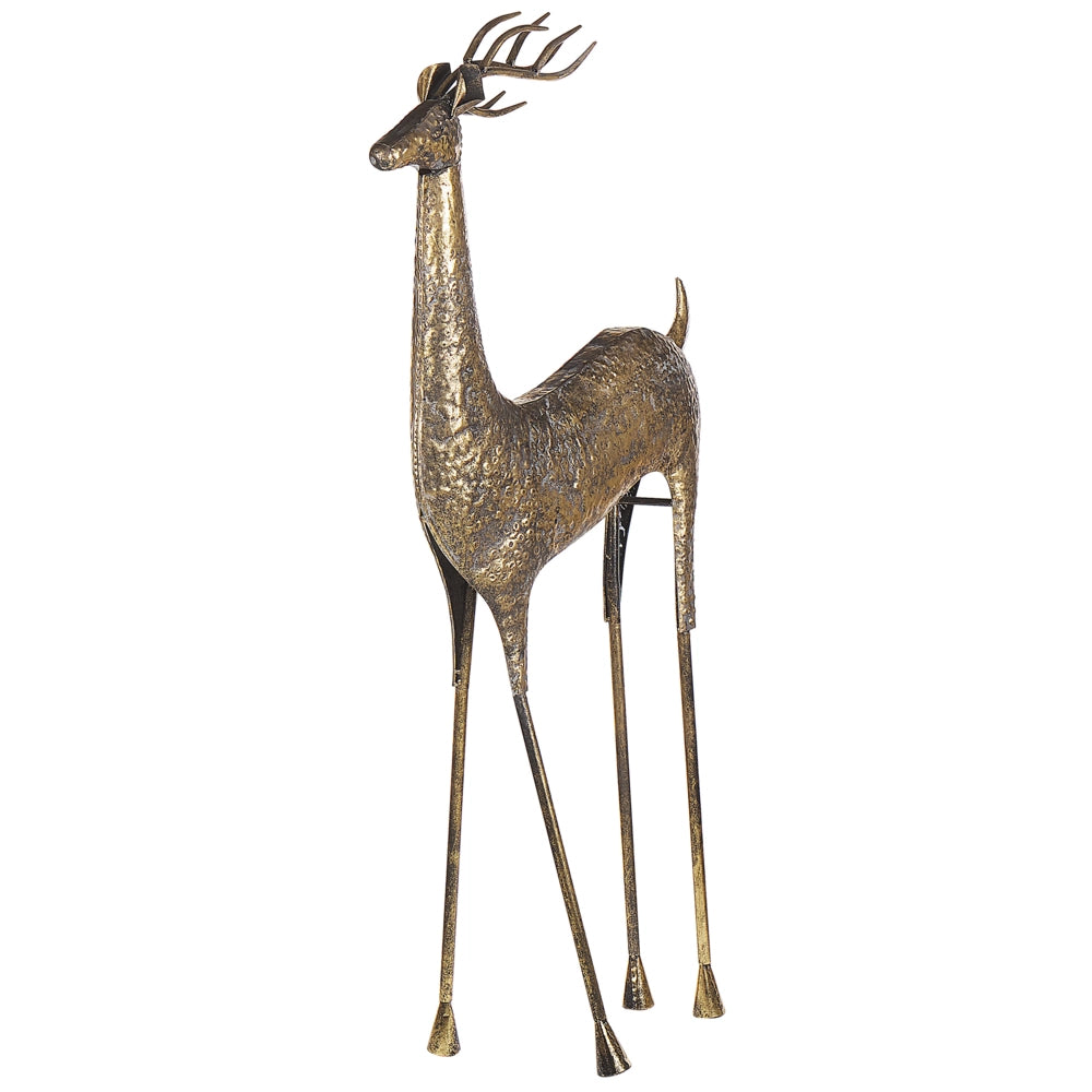 Statua dorato Renna Metallo Finitura Lucida 126 cm Natale Figura Statua decorativa