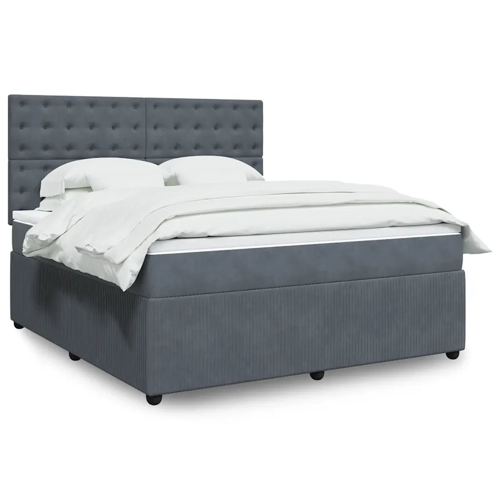 Giroletto a Molle con Materasso Grigio Scuro 180x200 cm Velluto