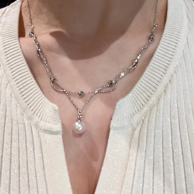 Collana di pizzo e perle fatta a mano, regalo di Natale per donna, regalo di compleanno