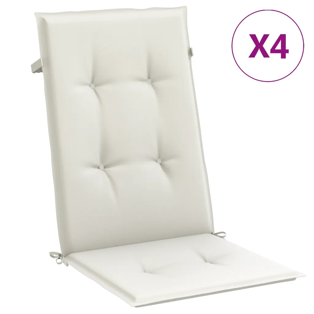 Cuscini Sedia Schiena Alta 4 Crema MÃ©lange 120x50x4 Tessuto