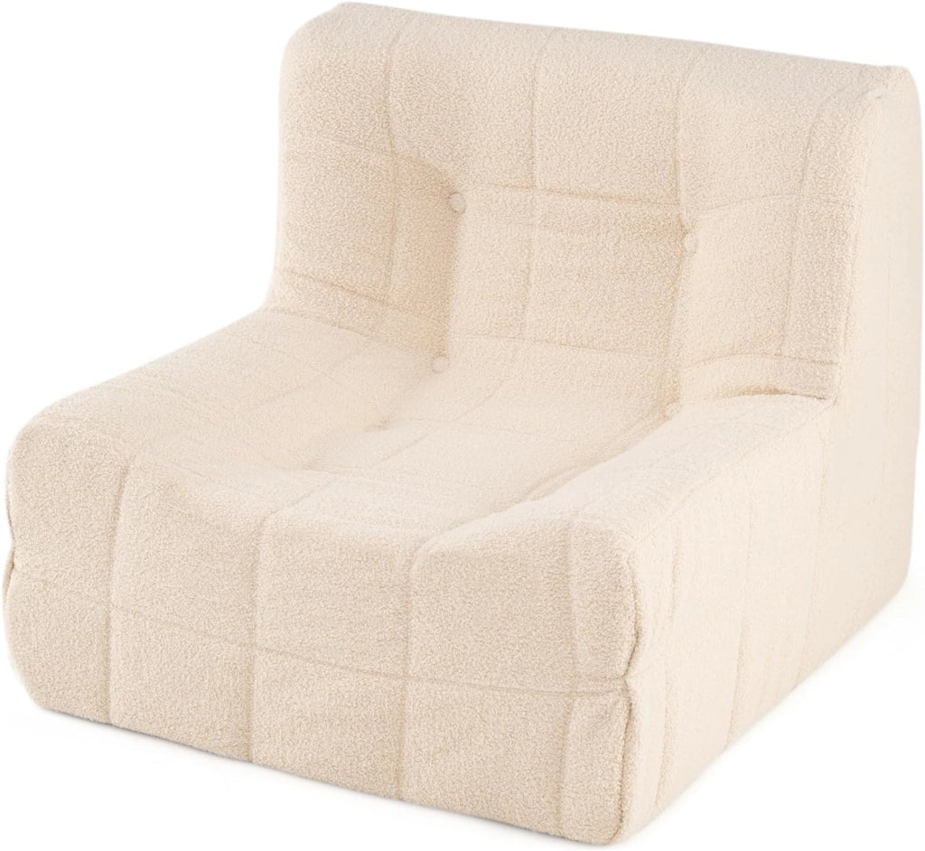 Poltrona da Terra 86 X 86 X 72 CM, Divano Salotto in Tessuto Morbido, Imbottitura in Schiuma, Sedia Ergonomica con Fondo Antiscivolo, Portata 150 KG, per Camera da Letto, Soggiorno (Beige)
