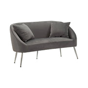 Divano fisso 2 posti Pittari, Sofà dritto, Divanetto per salotto, Poltrona matrimoniale, 137x69 h79 cm, Grigio e Argento