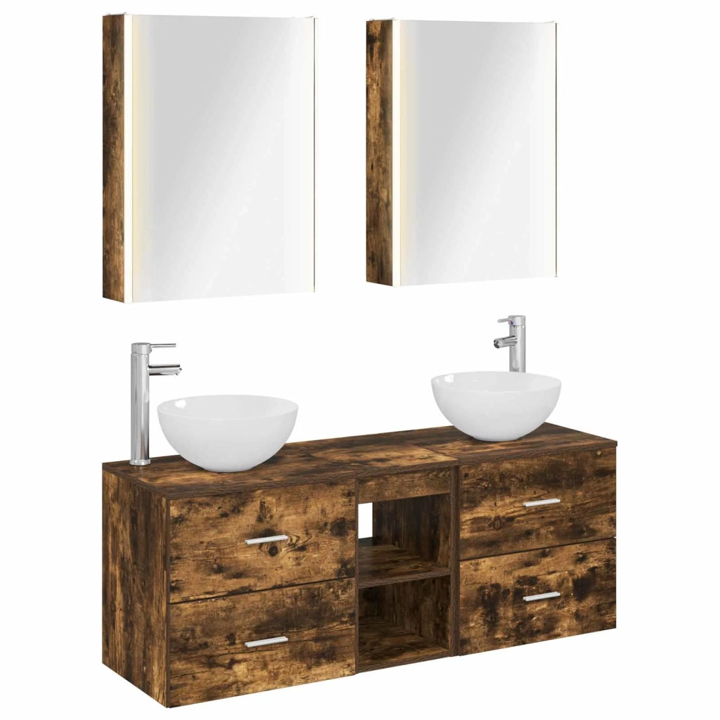 Set di mobili per il bagno 5 pcs Rovere Fumo 3406731