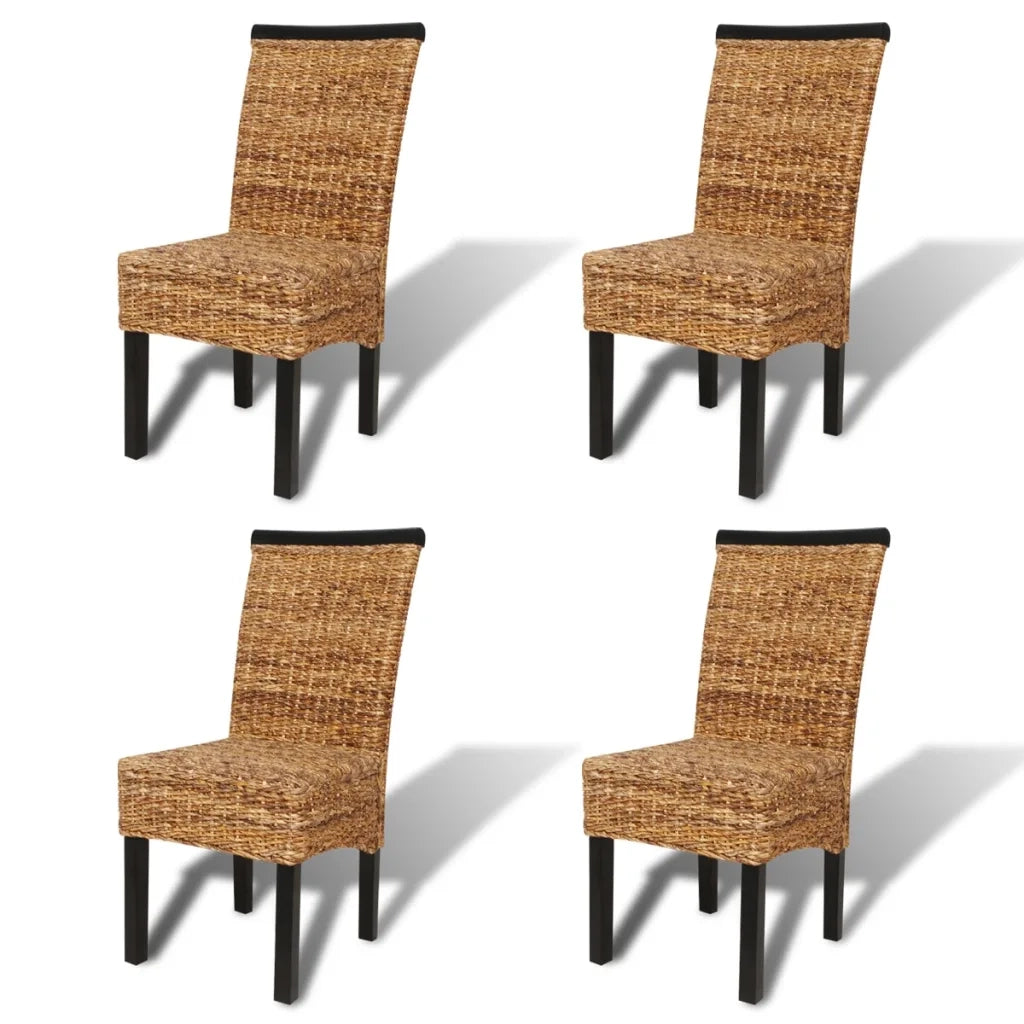 Sedie da Pranzo 4 pz in Legno Massello di Mango e Abaca 274198