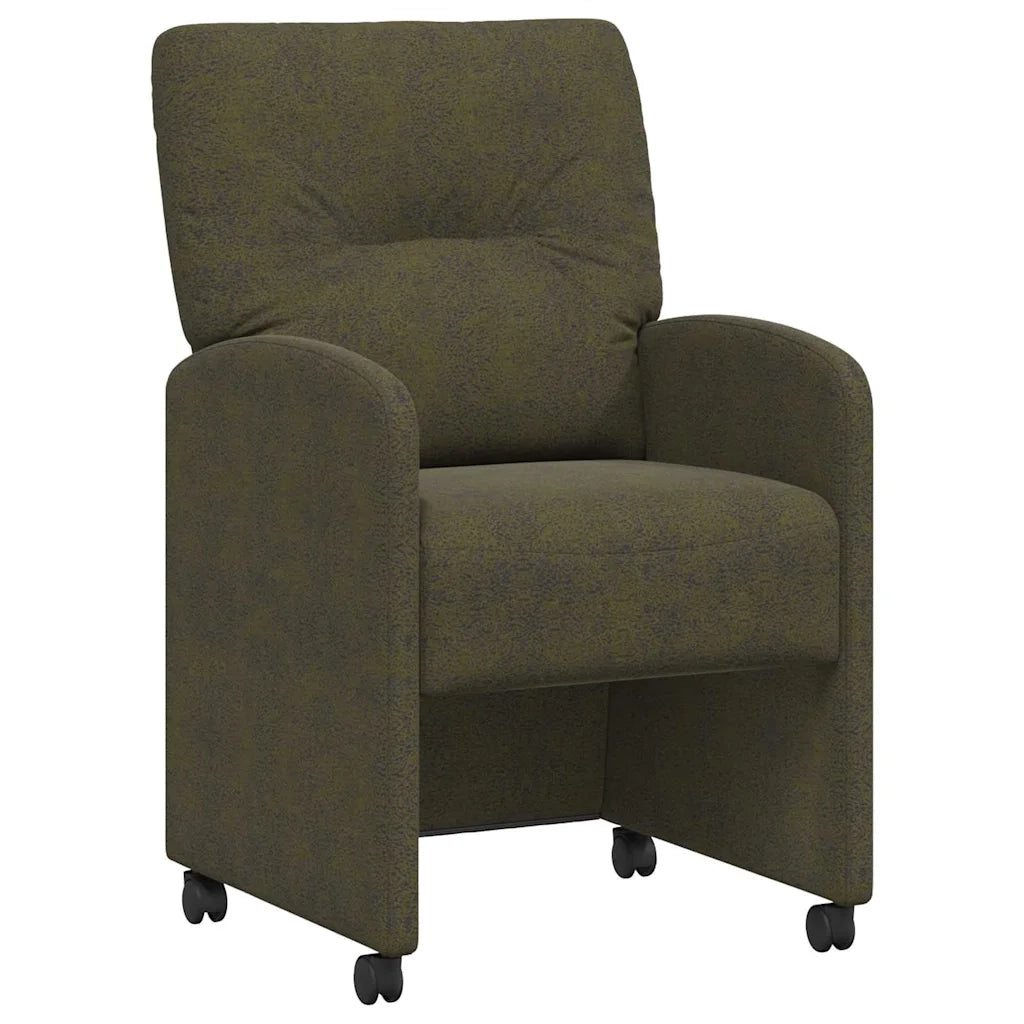 Sedie da Pranzo con Ruote 2 pcs Verde militare 57 x 67 x 95 cm