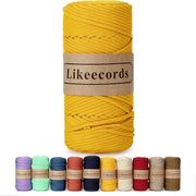 Gonna elastica a trama - 4mm x 130m - Gonna elastica - Corda macramé - Corda per intrecci - Manufatto artigianale - Porta piante - Decorazioni per la casa - Giallo