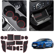 Antislippanti in gomma per Ford Focus ST-Line 2022 2023 2024 Facelift Console centrale Antislippanti Stoffa impermeabile Bicchiere tenace Mat in gomma per Deurnaad Focus Active Accessori interni (Rosso)