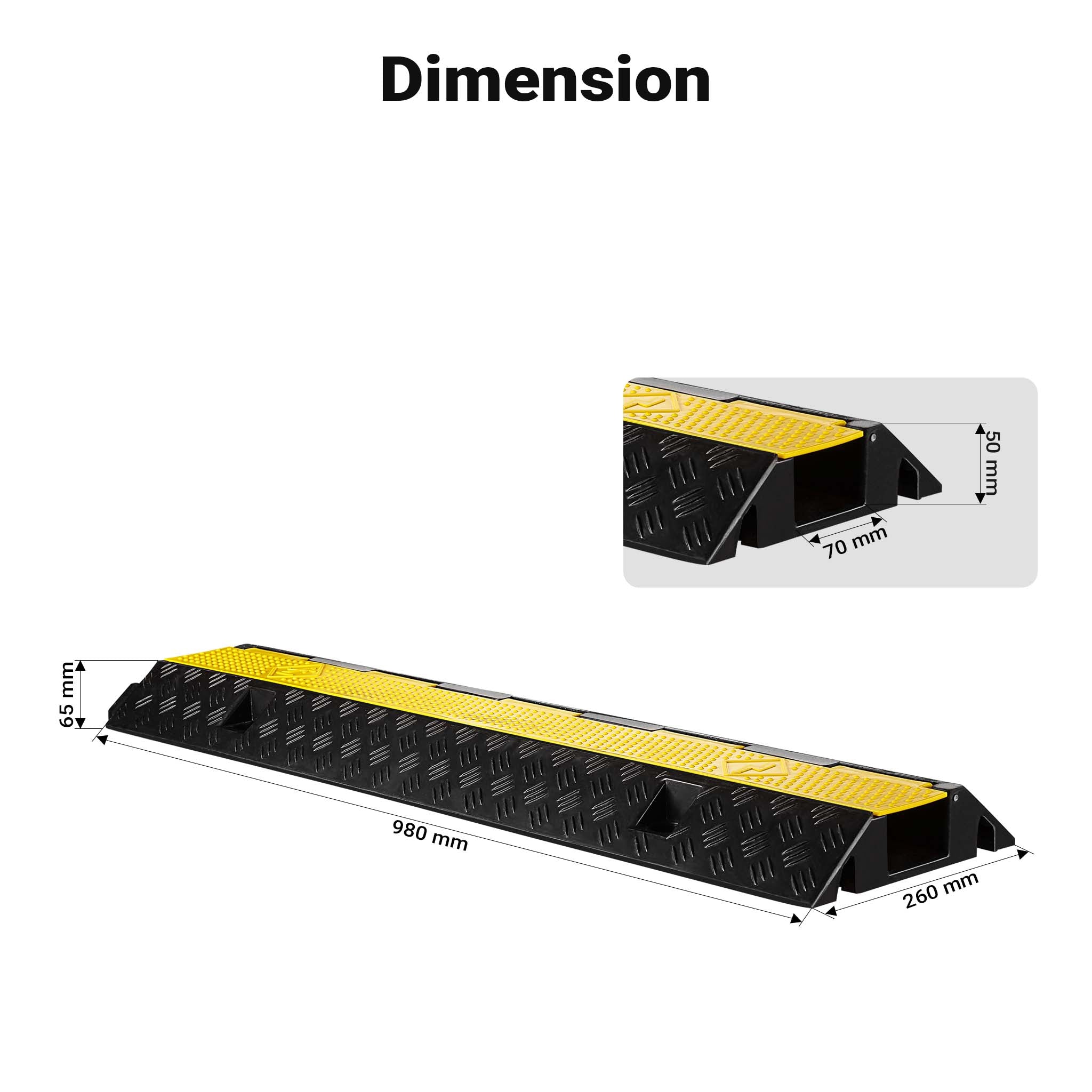Canalina passacavi carrabile, 980x260x65mm, 1 canale, max 15 t, Pedana copricavo