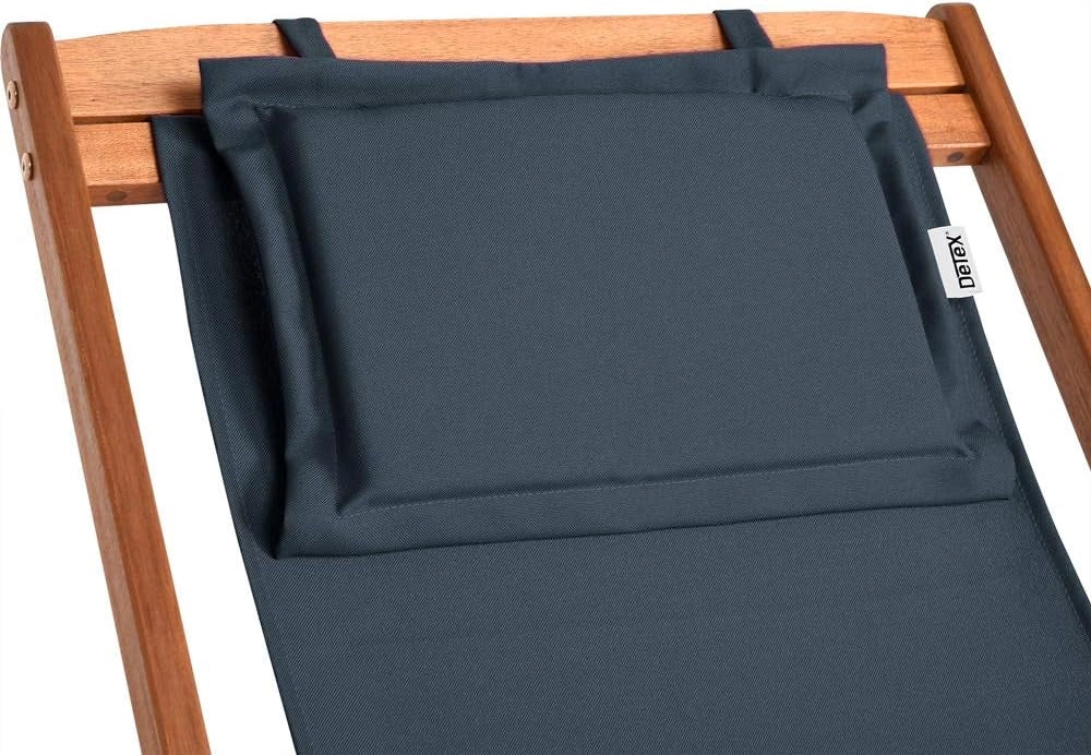® Sedia a Sdraio in Legno Acacia Pieghevole con Poggiatesta Traspirante Poltrona Relax Sedie Esterno Giardino