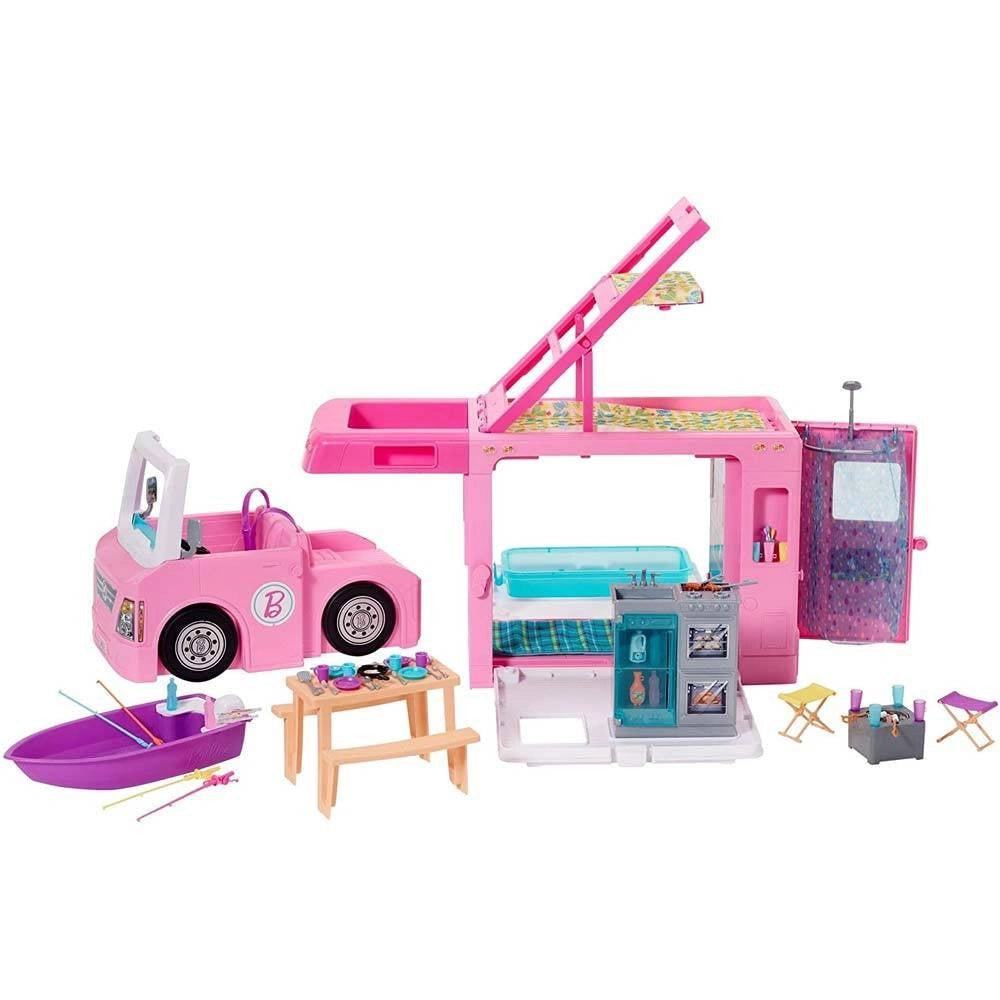 Trade Shop - Playset Camper Dei Sogni 3 In 1 Con 3 Veicoli E 50 Accessori Giocattolo -