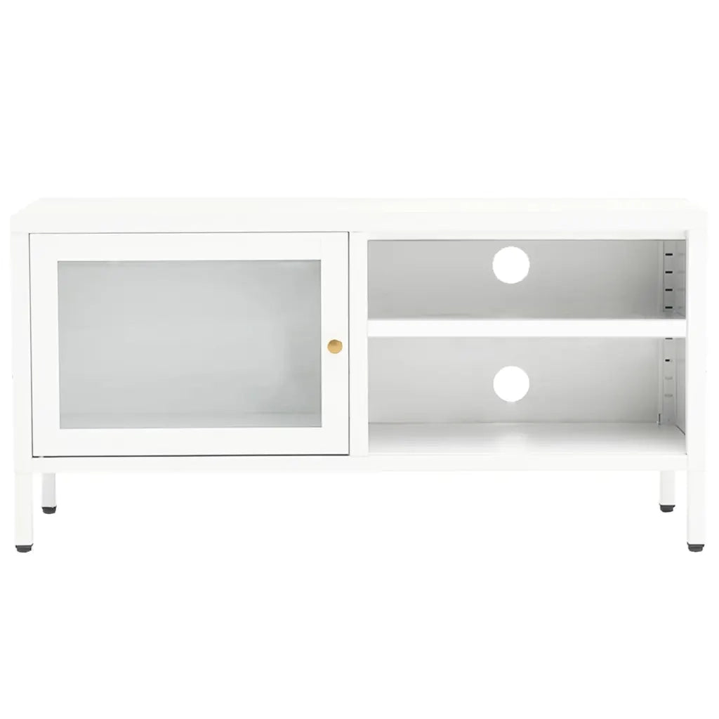 Mobile TV Bianco 90x30x44 cm in Acciaio e Vetro cod mxl 6374