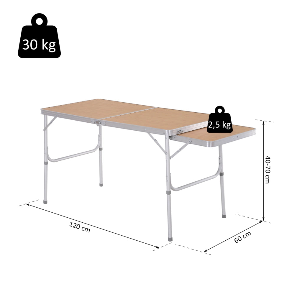 Tavolo pieghevole allungabile da giardino ¨C zephmum ¨C alluminio MDF effetto bamb¨´