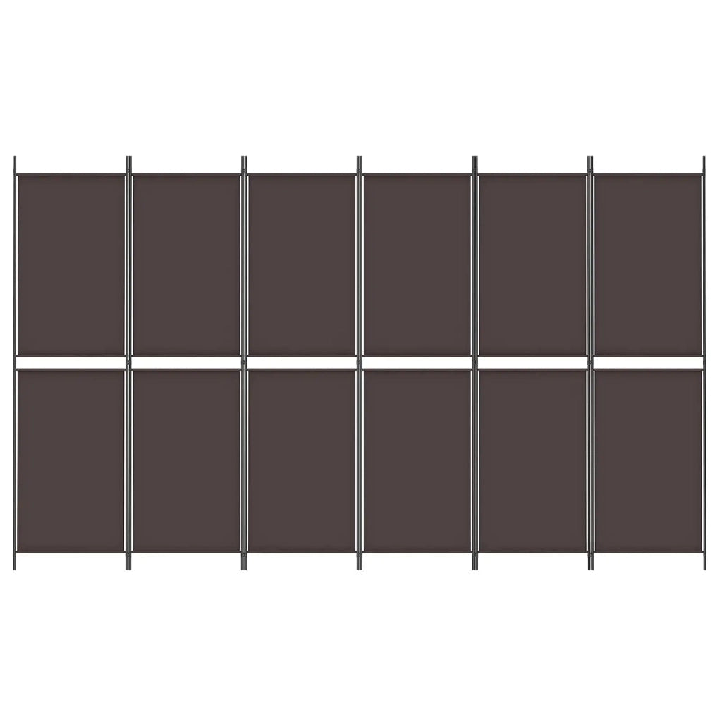 Divisorio a 6 Pannelli Marrone 300 x 180 cm in Tessuto 350223