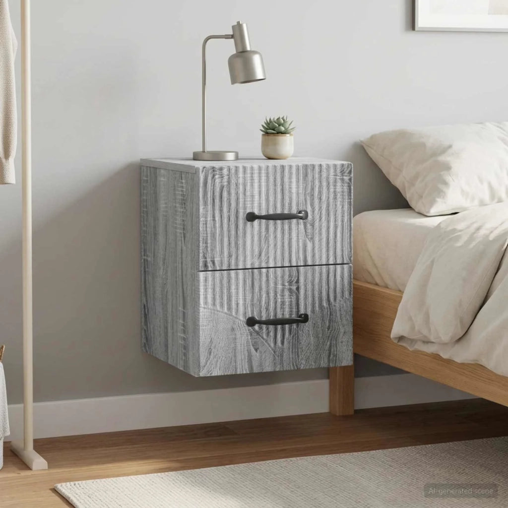 Mobiletto da notte a muro 2 pcs Grigio Sonoma 34,5 x 33 x 40 cm 898988