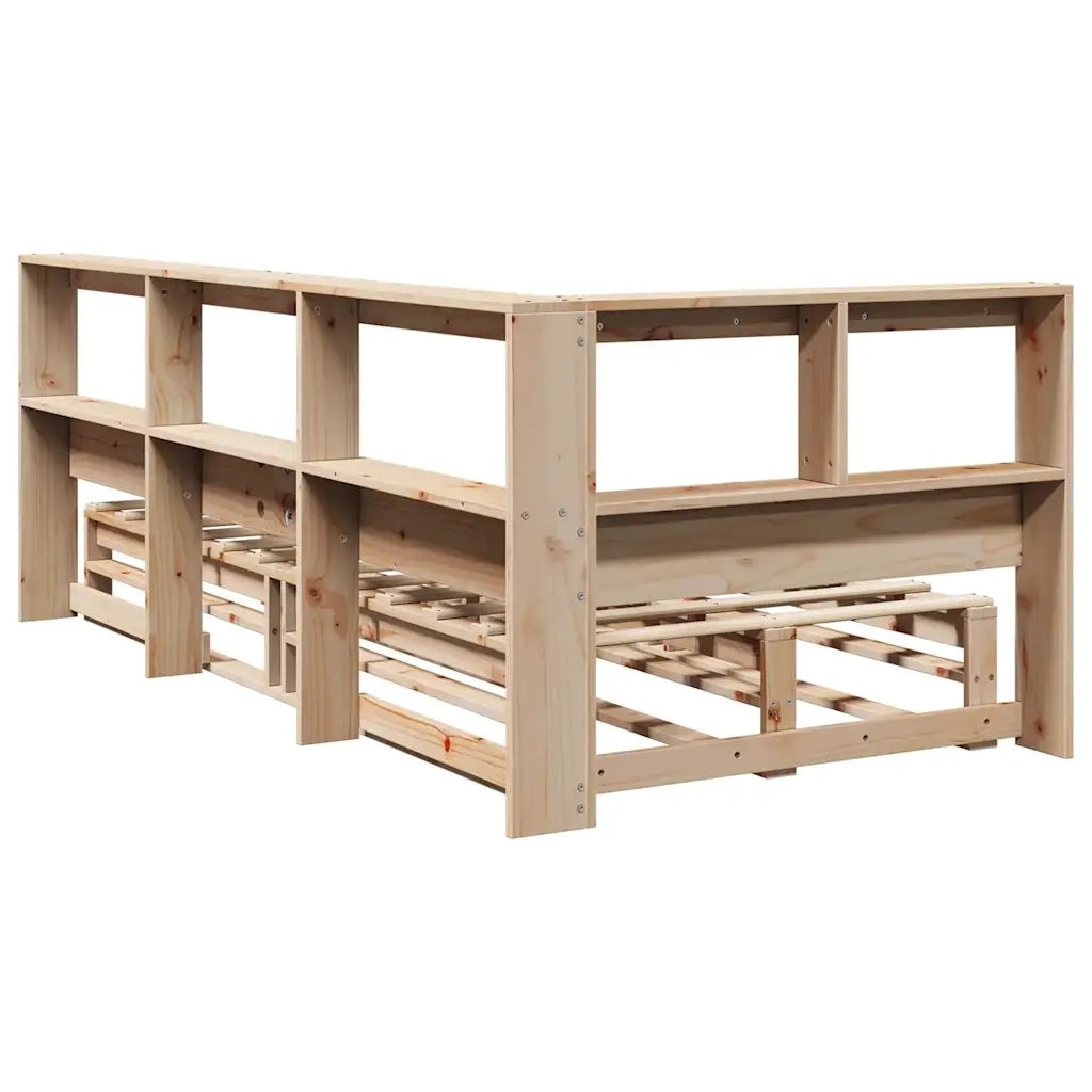 Letto Libreria senza Materasso-Struttura Letto con contenitore 90x190 cm Legno Massello Pino 472132