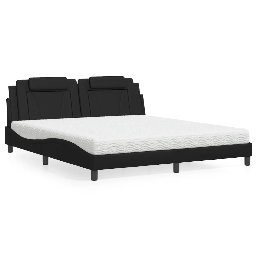 Letto Viana con Materasso Nero 180x200 cm in Similpelle 3208810