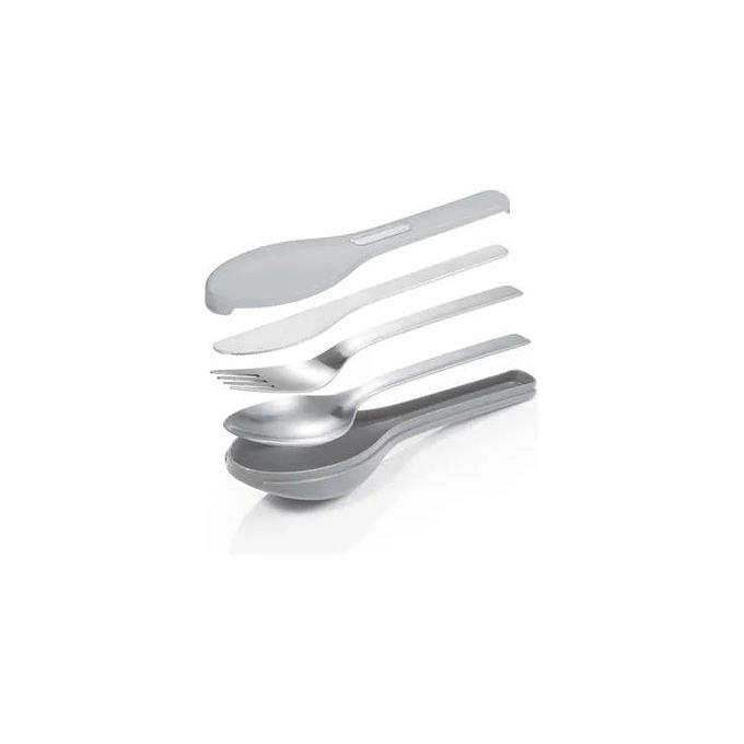 Tescoma 906270 Move Set Posate da Viaggio 3 Pezzi Acciaio Inossidabile 18-10 con Custodia colore Grigio