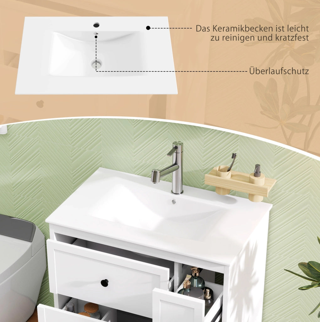 Mobile bagno con lavabo integrato, bianco, 76 x 46 x 82 cm