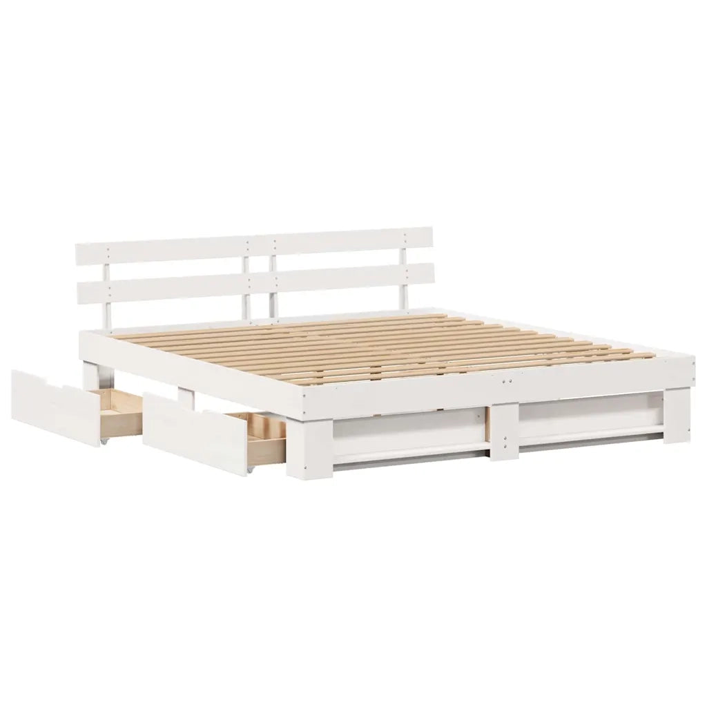 vidaXL Struttura del letto Bianco 200 x 200 cm Legno di pino massello