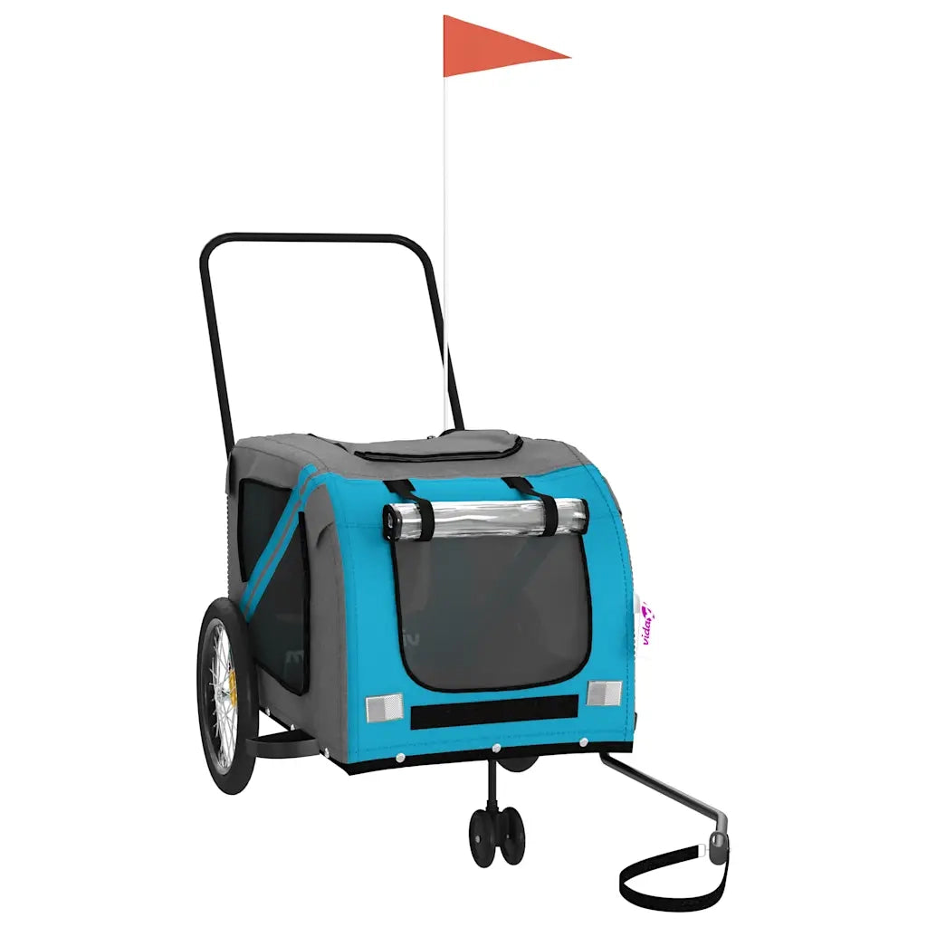 Rimorchio da Bici per Animali Blu e Grigio Oxford e Ferro CFW9470782