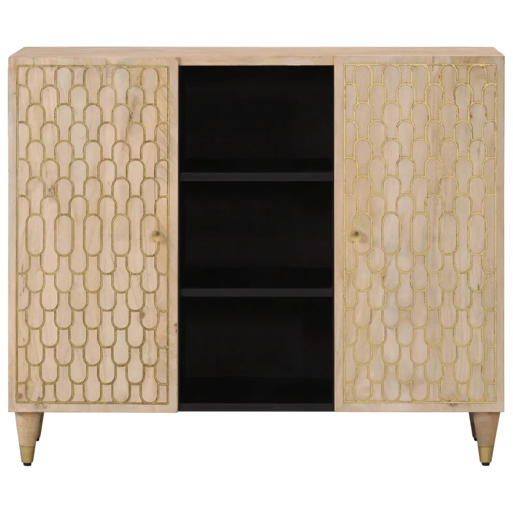 Credenza-Buffet-Armadio da cucina 90x33x75 cm in Legno Massello di Mango 594588