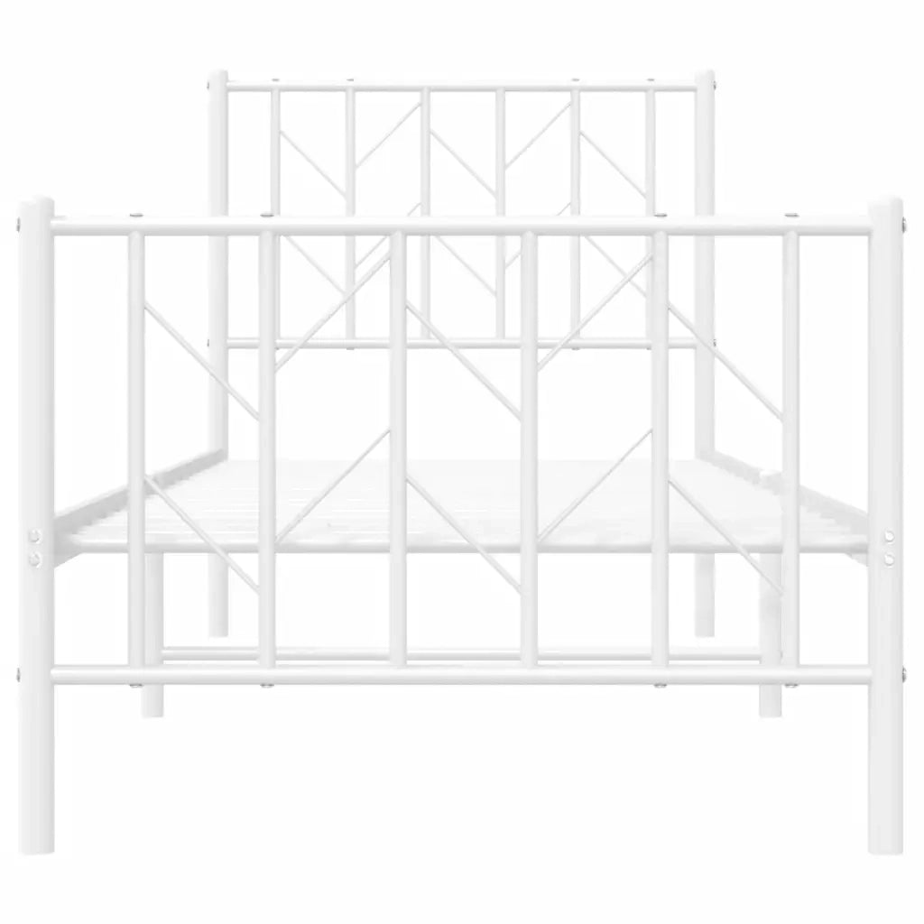 Giroletto con Testiera e Pediera Metallo Bianco 75x190 cm
