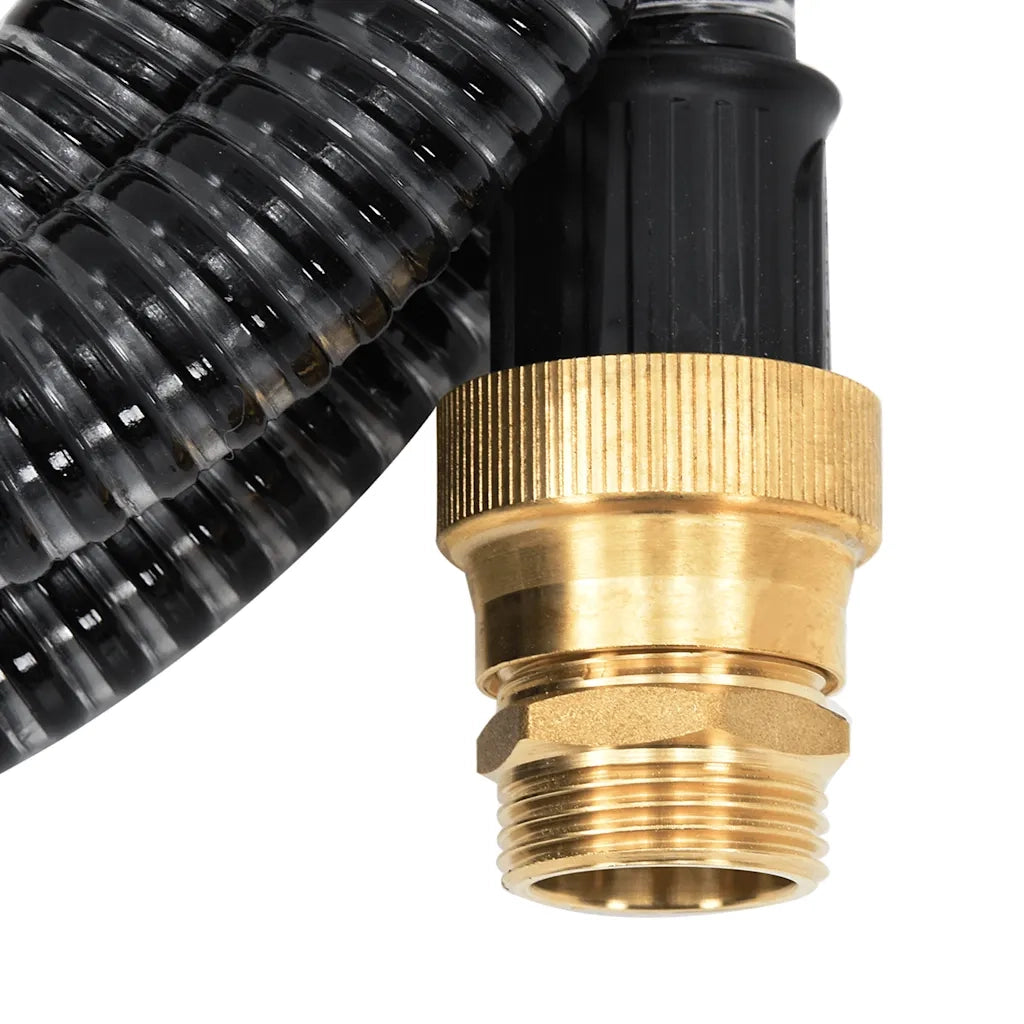 Tubo di Aspirazione con Raccordi in Ottone Nero 1,1" 25 m PVC CFW1284253