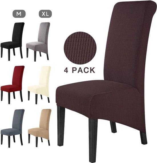 Hoezen per Sedia per Cucina XL Hoezen per Sedia per Cucina Rimovibili e Lavabili per casa, ristorante, hotel Decor (6 pezzi, marrone)-XL
