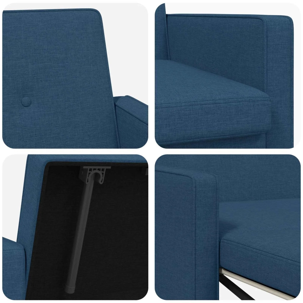 Divano Letto Estraibile Blu Tessuto