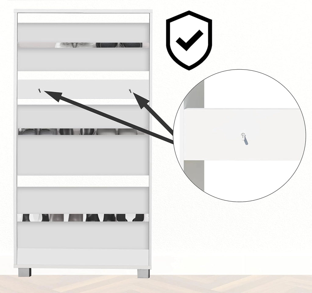 Scarpiera Mobile per Scarpe Legno Bianco 3 Scompartimenti 115x60x24 cm Scaffale Salvaspazio