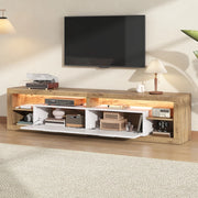 TV-Schrank 180x35,5x50 cm con LED controllati da app, 2 cassetti, 4 vani aperti, portata 30 kg, colore naturale e bianco